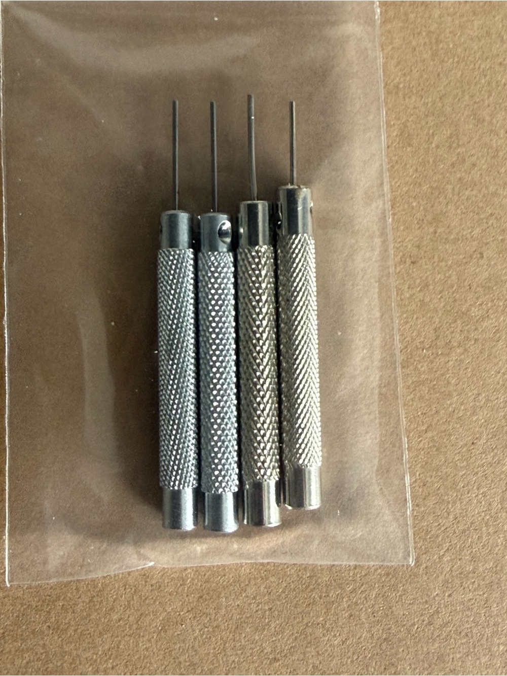 Set of Four Metal Watch Link Pin Removers - Silver with 8 extra pins